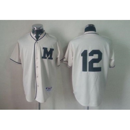 Brewers #12 Martin Maldonado Cream 1913 Turn Back The Clock Stitched MLB Jersey