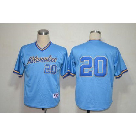 Brewers #20 Jonathan Lucroy Blue 1982 Turn Back The Clock Stitched MLB Jersey