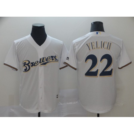 Men's Milwaukee Brewers #22 Christian Yelich White Cool Base Stitched MLB Jersey