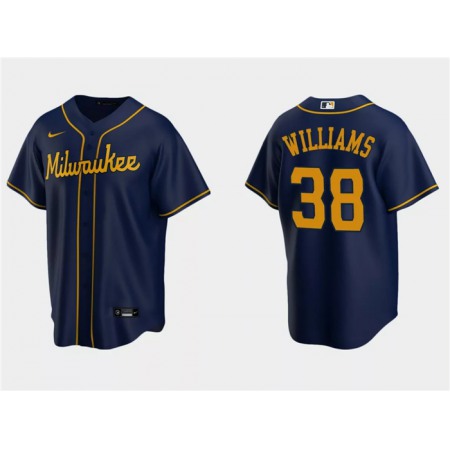 Men's Milwaukee Brewers #38 Devin Williams Navy Cool Base Stitched Jersey