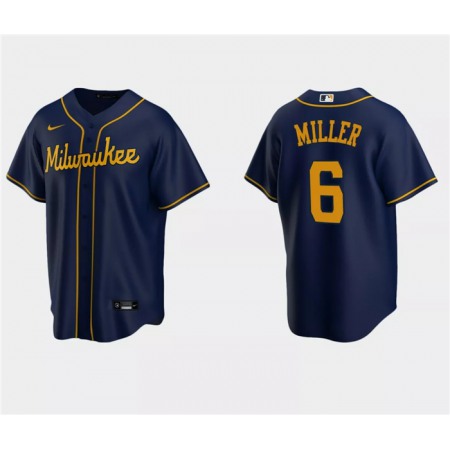 Men's Milwaukee Brewers #6 Owen Miller Navy Cool Base Stitched Jersey