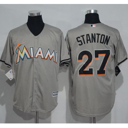 marlins #27 Giancarlo Stanton Grey New Cool Base Stitched MLB Jersey