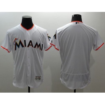 marlins Blank White Flexbase Authentic Collection Stitched MLB Jersey