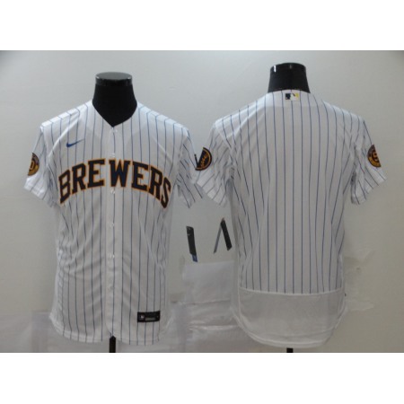 Men's Milwaukee Brewers Blank White Flex Base Stitched MLB Jersey