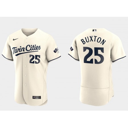 Men's Minnesota Twins #25 Byron Buxton 2023 Cream Flex Base Stitched Jersey