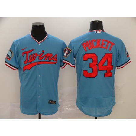 Men's Minnesota Twins #34 Kirby Puckett Blue Flex Base Stitched MLB Jersey