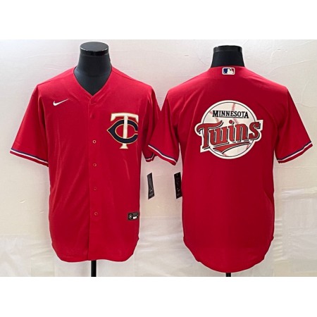 Men's Minnesota Twins Red Team Big Logo Cool Base Stitched Jersey