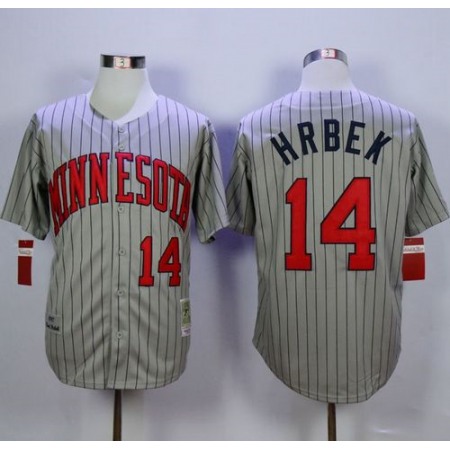 Mitchell And Ness 1987 Twins #14 Kent Hrbek Grey Throwback Stitched MLB Jersey