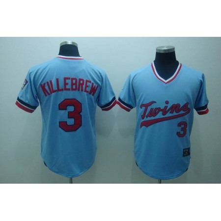 Mitchelland Ness Twins #3 Harmon Killebrew Stitched Light Blue Throwback MLB Jersey