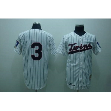 Mitchelland Ness Twins #3 Harmon Killebrew Stitched White Blue Strip Throwback MLB Jersey