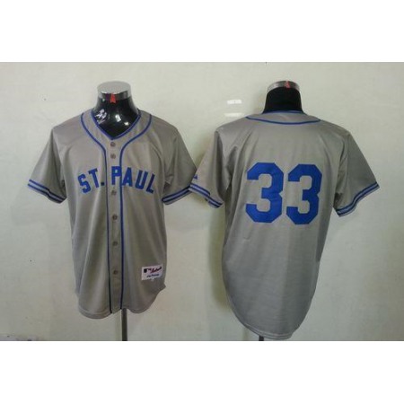 Twins #33 Justin Morneau Grey 1948 St. Paul Saints Turn Back The Clock Stitched MLB Jersey