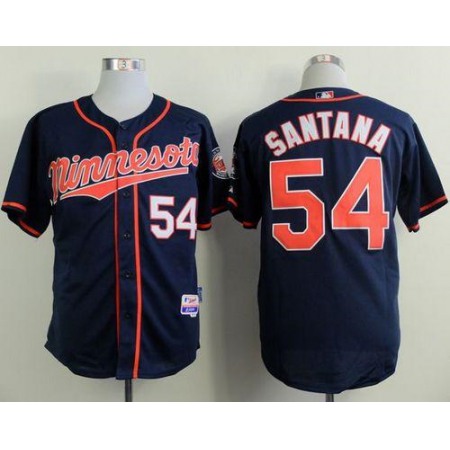 Twins #54 Ervin Santana Navy Blue Alternate Road Cool Base Stitched MLB Jersey