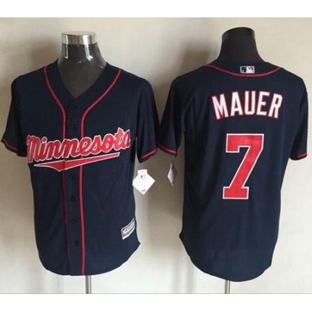 Twins #7 Joe Mauer Navy Blue New Cool Base Stitched MLB Jersey