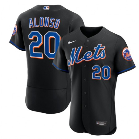 Men's New York Mets #20 Pete Alonso Black Flex Base Stitched Jersey