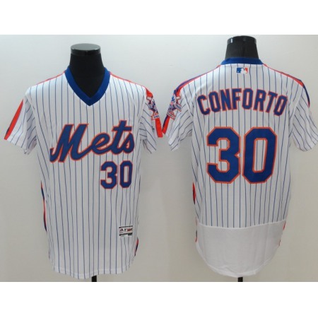 Men's New York Mets #30 Michael Conforto White Flex Base Stitched Jersey