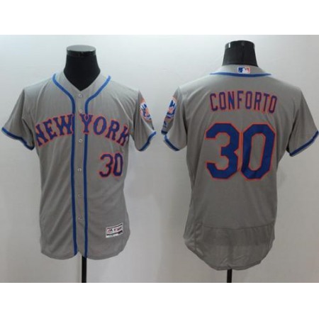 Mets #30 Michael Conforto Grey Flexbase Authentic Collection Stitched MLB Jersey