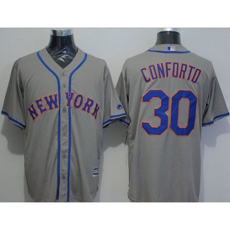 Mets #30 Michael Conforto Grey New Cool Base Stitched MLB Jersey