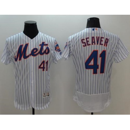 Mets #41 Tom Seaver White(Blue Strip) Flexbase Authentic Collection Stitched MLB Jersey