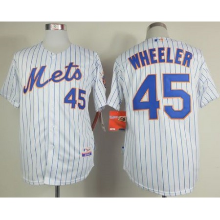 Mets #45 Zack Wheeler White(Blue Strip) Home Cool Base Stitched MLB Jersey