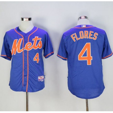 Mets #4 Wilmer Flores Blue Cool Base Stitched MLB Jersey