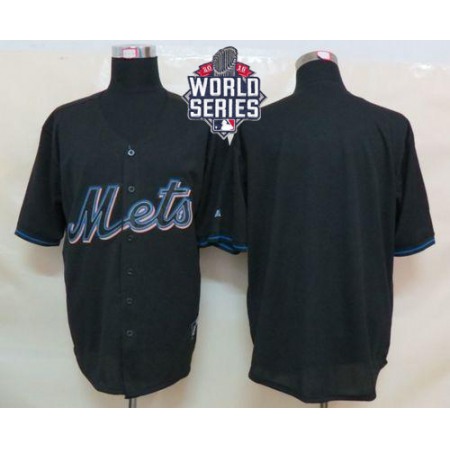 Mets Blank Black Fashion W/2015 World Series Patch Stitched MLB Jersey