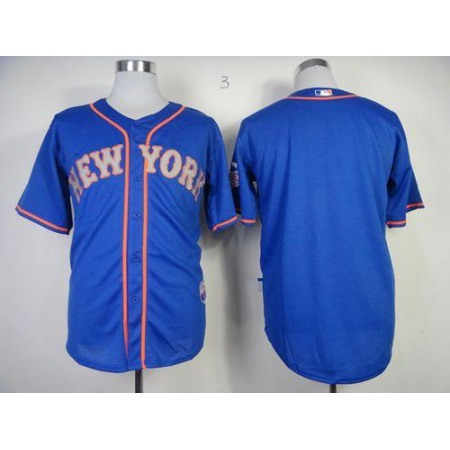 Mets Blank Blue Alternate Road Cool Base Stitched MLB Jersey