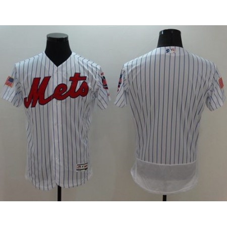 Mets Blank White(Blue Strip) Fashion Stars & Stripes Flexbase Authentic Stitched MLB Jersey