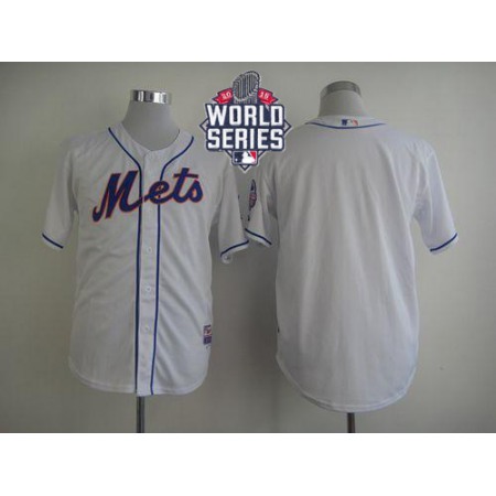 Mets Blank White Cool Base W/2015 World Series Patch Stitched MLB Jersey