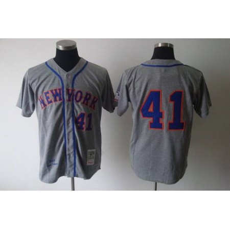 Mitchell and Ness 1969 Mets #41 Tom Seaver Grey Stitched MLB Jersey