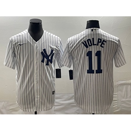 Men's New York Yankees #11 Anthony Volpe White Cool Base Stitched Baseball Jersey