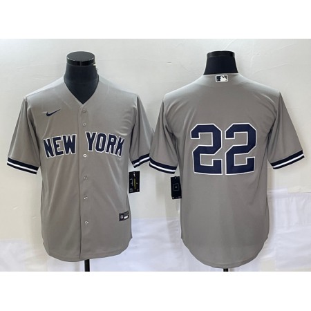 Men's New York Yankees #22 Harrison Bader Gray Cool Base Stitched Baseball Jersey