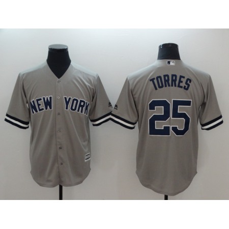 Men's New York Yankees #25 Gleyber Torres Gray Cool Base Replica Player MLB Jersey