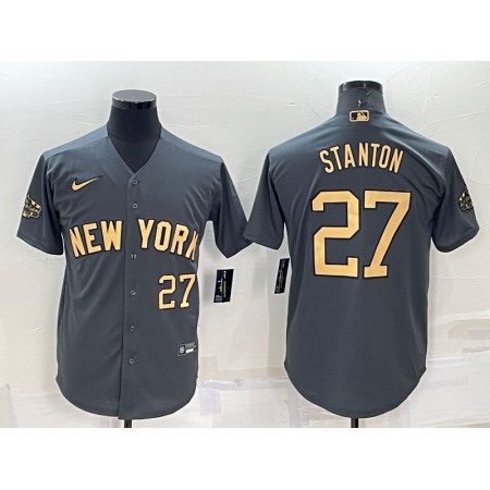 Men's New York Yankees #27 Giancarlo Stanton 2022 All-Star Charcoal Cool Base Stitched Baseball Jersey