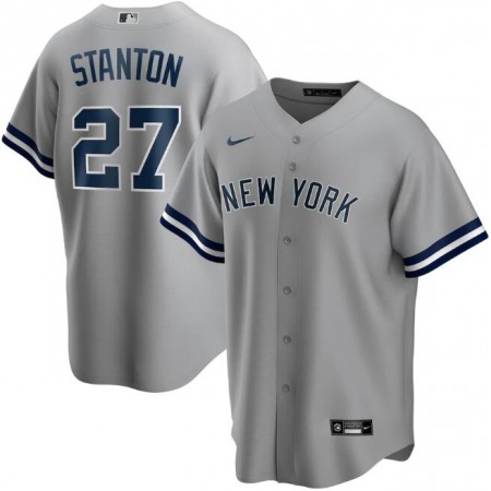 Men's New York Yankees #27 Giancarlo Stanton Grey Cool Base Stitched Jersey