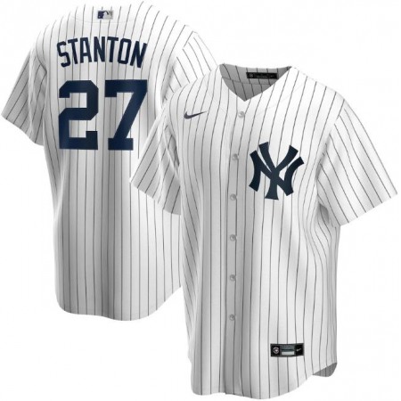Men's New York Yankees #27 Giancarlo Stanton White Cool Base Stitched Jersey