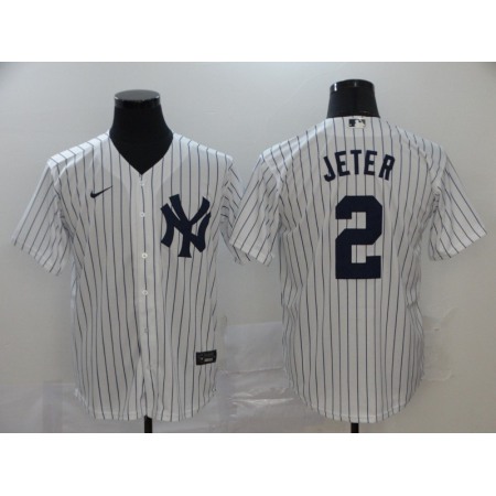 Men's New York Yankees #2 Derek Jeter White Cool Base Stitched MLB Jersey