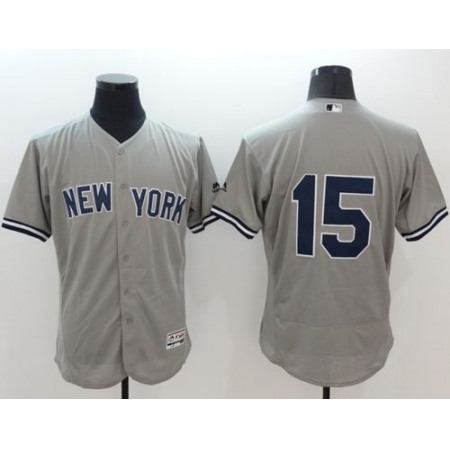 Yankees #15 Thurman Munson Grey Flexbase Authentic Collection Stitched MLB Jersey