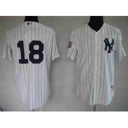 Yankees #18 Johnny Damon Stitched White MLB Jersey