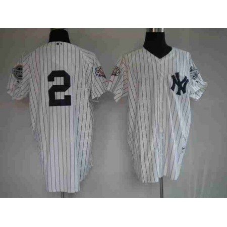 Yankees #2 Derek Jeter Stitched White MLB Jersey