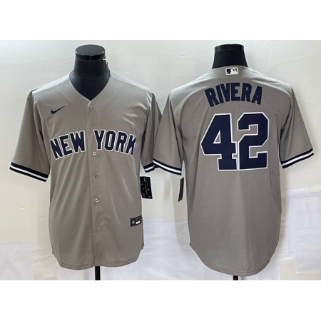 Men's New York Yankees #42 Mariano Rivera Gray Cool Base Stitched Baseball Jersey