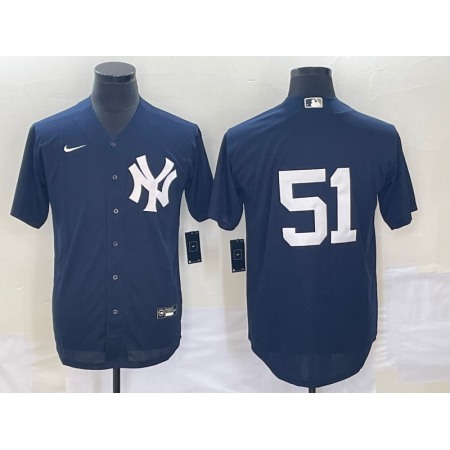 Men's New York Yankees #51 Bernie Williams Navy Cool Base Stitched Baseball Jersey