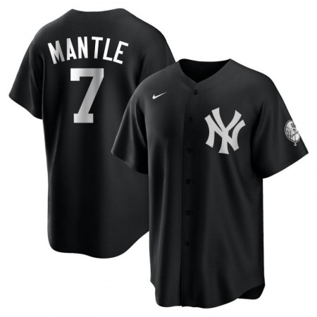 Men's New York Yankees #7 Mickey Mantle Black Cool Base Stitched Jersey