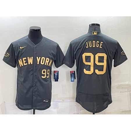 Men's New York Yankees #99 Aaron Judge 2022 All-Star Charcoal Flex Base Stitched Baseball Jersey