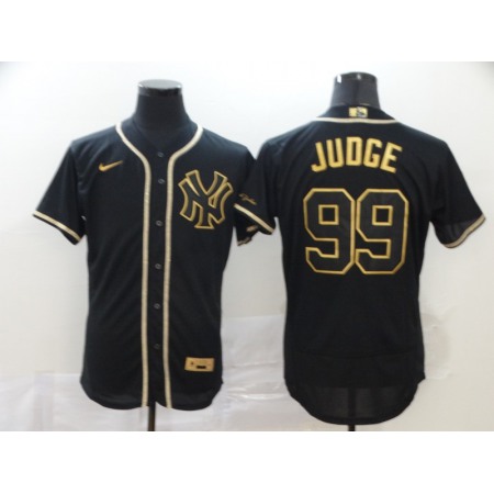 Men's New York Yankees #99 Aaron Judge Black Golden Flex Base Stitched MLB Jersey