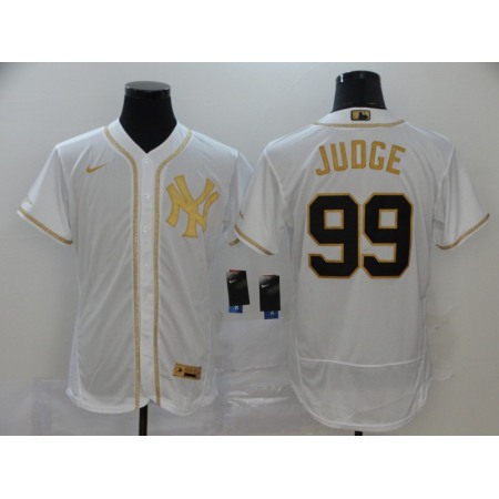 Men's New York Yankees #99 Aaron Judge White Golden Flex Base Stitched MLB Jersey