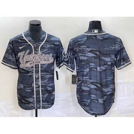 Men's New York Yankees Blank Gray Camo With Patch Cool Base Stitched Baseball Jersey