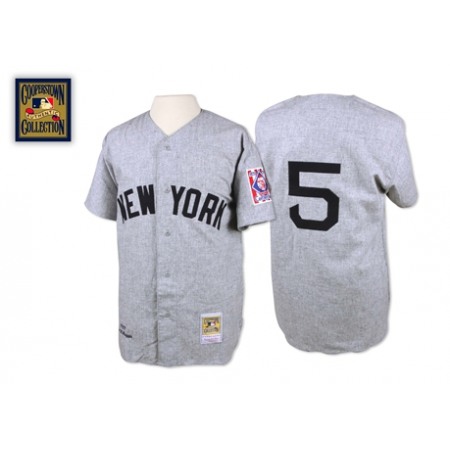 Mitchell And Ness 1939 Yankees #5 Joe DiMaggio Grey Stitched MLB Jersey