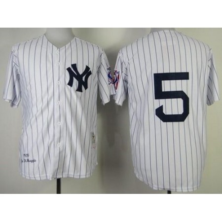 Mitchell And Ness 1939 Yankees #5 Joe DiMaggio White Throwback Stitched MLB Jersey