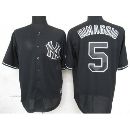 Yankees #5 Joe DiMaggio Black Fashion Stitched MLB Jersey