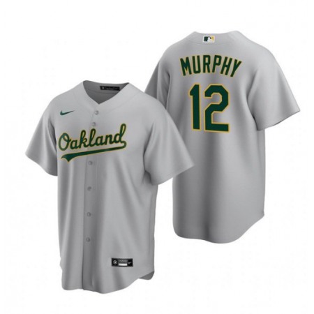 Men's Oakland Athletics #12 Sean Murphy Grey Cool Base Stitched Jersey